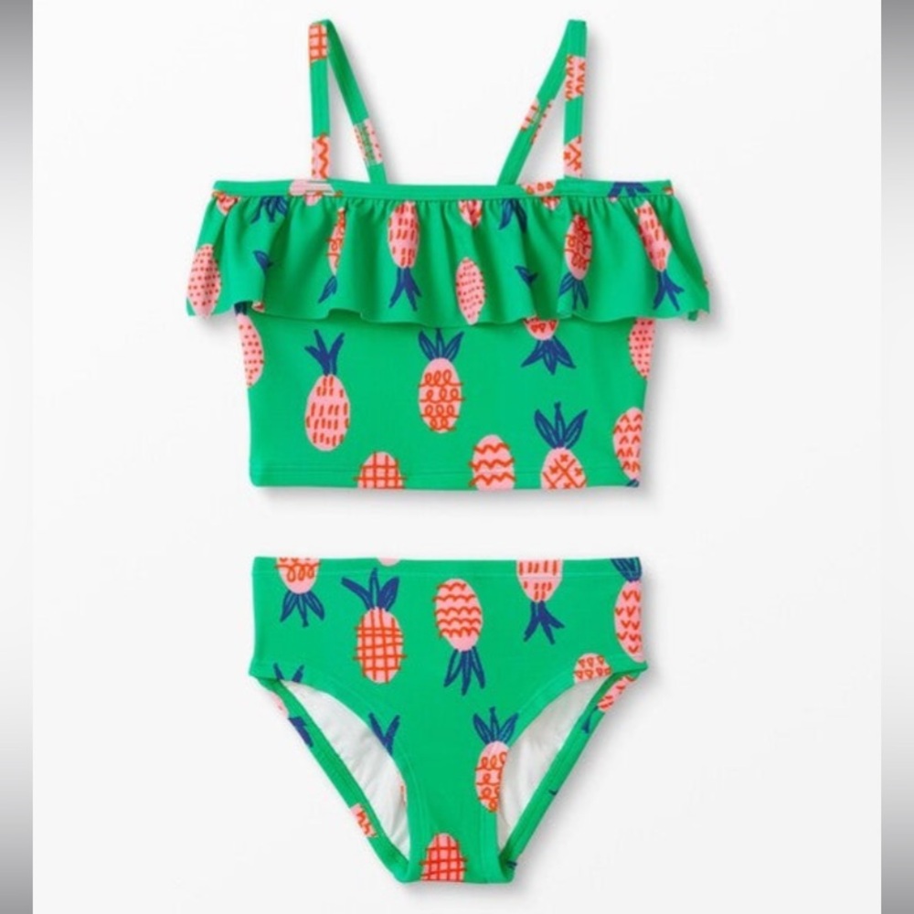 Hanna Andersson Green Two Piece Swimsuit in Sweet Pineapple Pattern, 4T, EUC!